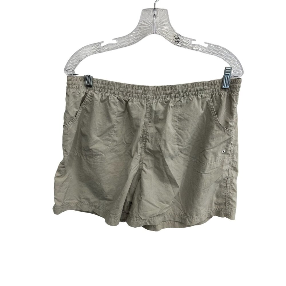 Columbia Elastic Waist Pull On Athletic Shorts Khaki Sz Large Outdoor Athleisure